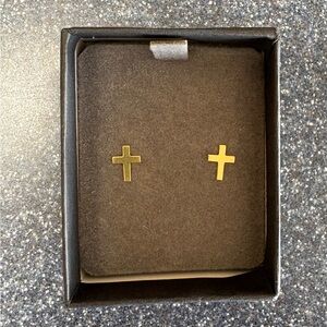 14k Solid Gold Cross Earrings